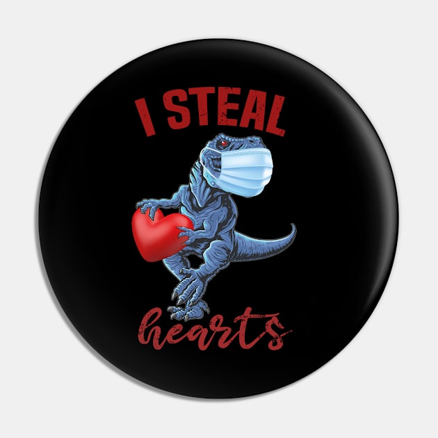 I steal hearts, T rex dinosaur with facemask love in quarantine for valentines day 2021 Pin by Spreadlove