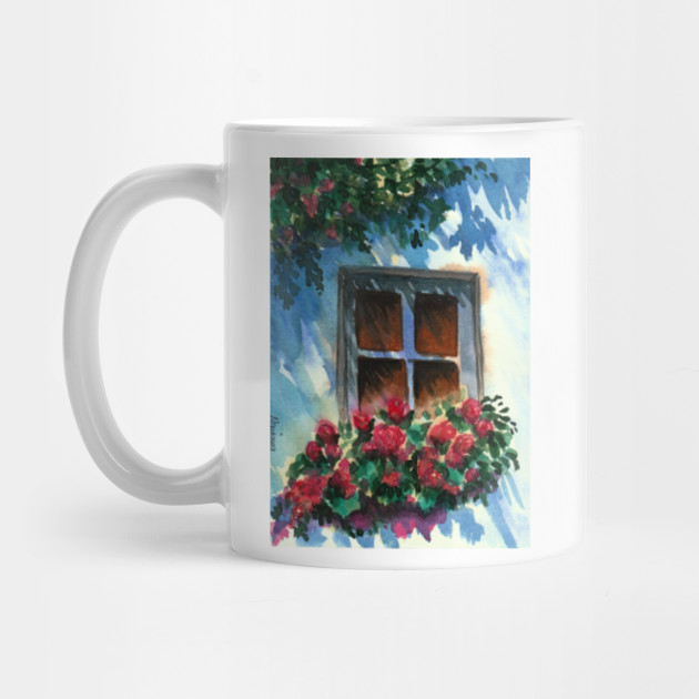 Italian Window Hand Painted Watercolor Print Watercolor Painting