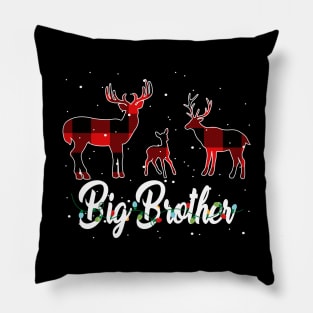 Big Brother Reindeer Plaid Pajama Shirt Family Christmas Pillow