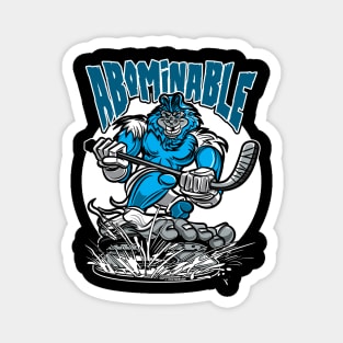 Abominable Snowman Hockey Player Mascot Magnet