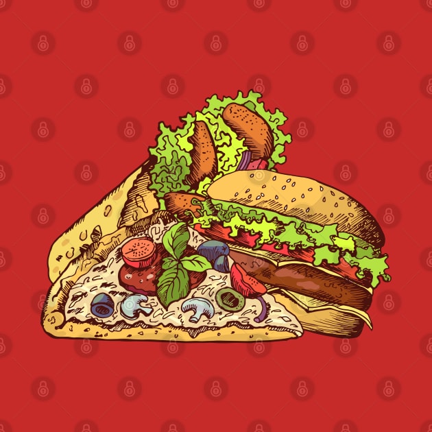 fast food hand drawn by Mako Design 