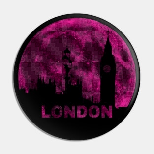 Pinkish Purple Moon London Skyline from Bridge over the Thames Pin