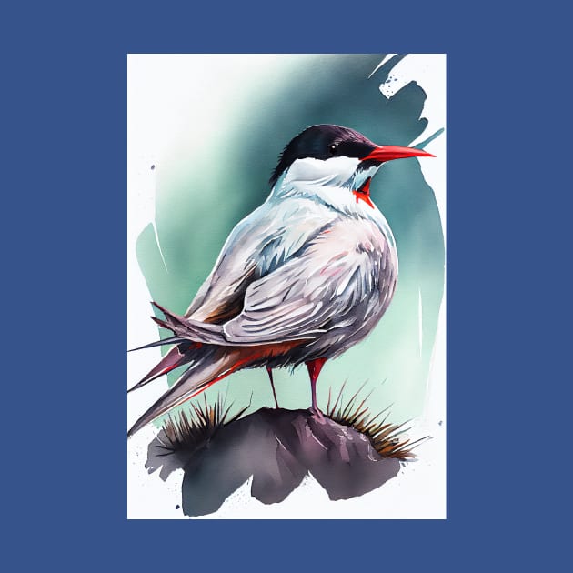 Arctic Tern - Watercolor Paint by ABART BY ALEXST 