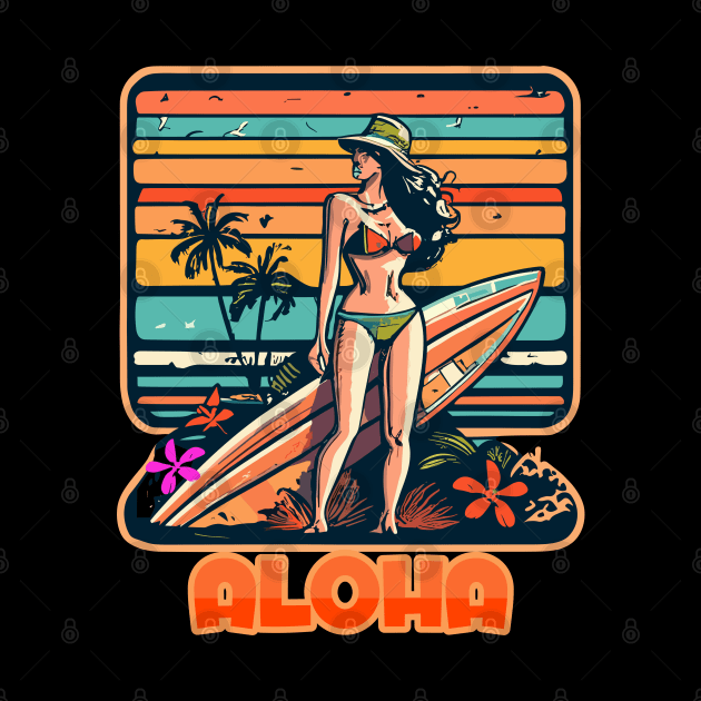 Aloha Surf Hawaii Vintage by Tezatoons