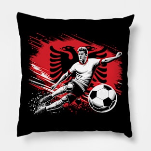 Dynamic Albania Soccer Star in Action - Vector Design Pillow