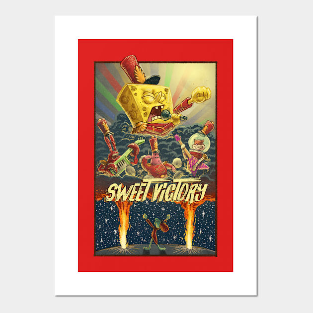 Sweet Victory Spongebob Affiche Et Impression D Art Teepublic Fr