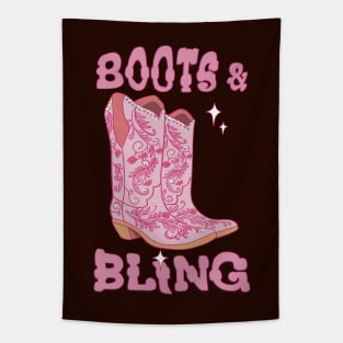 Boots and Bling pink Cowgirl Tapestry
