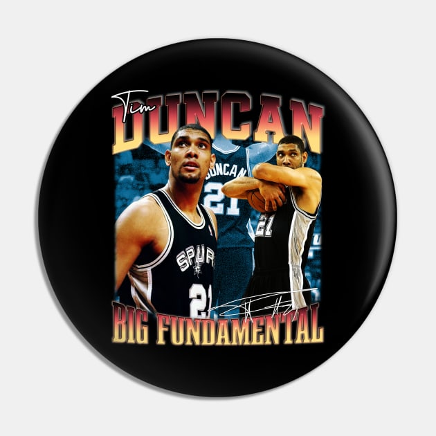 Tim Duncan The Big Fundamental Basketball Signature Vintage Retro 80s 90s Bootleg Rap Style Pin by CarDE