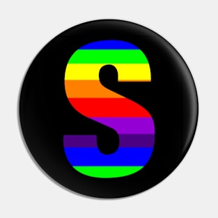 The Letter S in Rainbow Stripes Pin