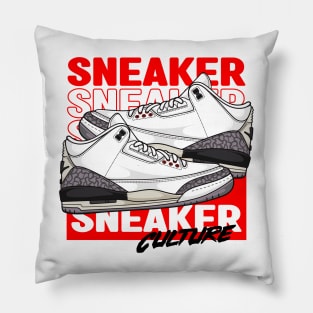 AJ 3 Retro White Cement Sneaker Pillow