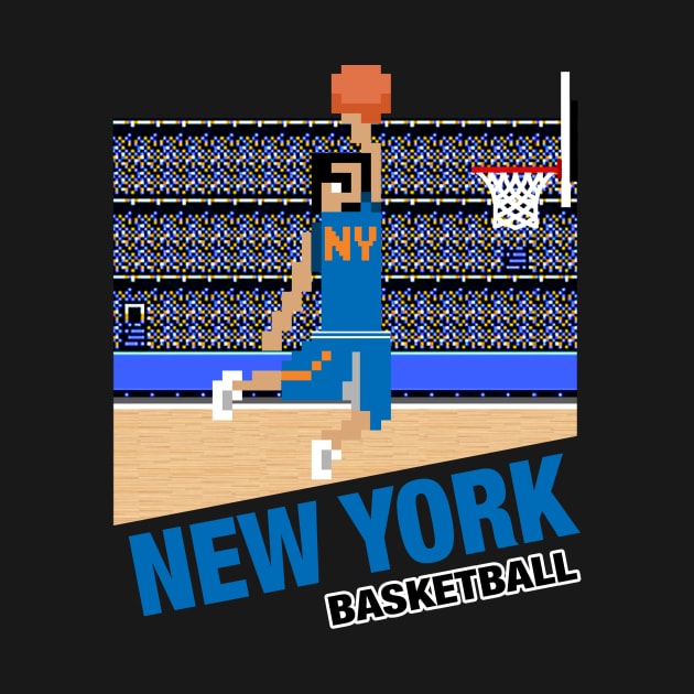 New York Basketball 8 bit pixel art cartridge design by MulletHappens
