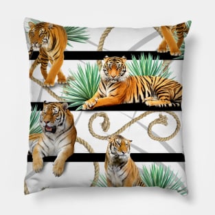 Tigers with ropes and leaves Pillow