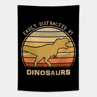 Easily Distracted By Dinosaurs Sunset Tapestry