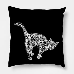 White doodle cat Pillow