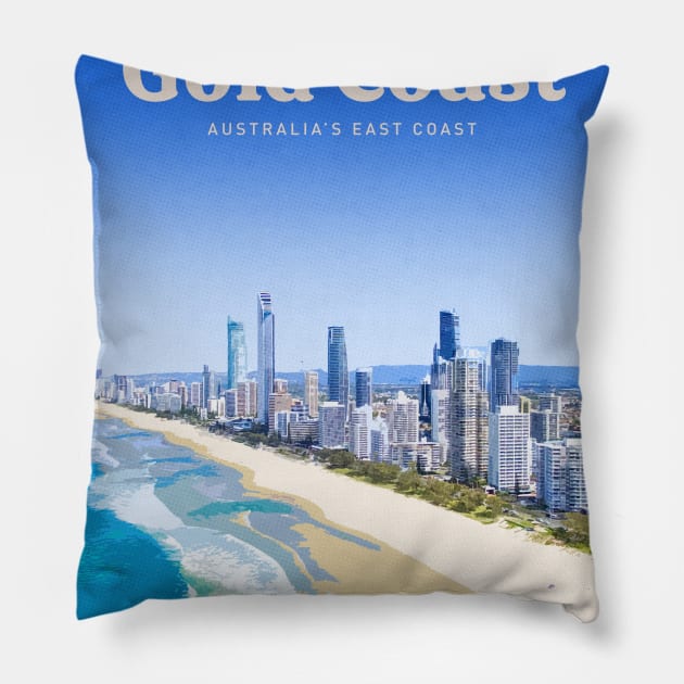 Visit the Gold Coast Pillow by Mercury Club
