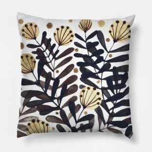 Flowers and foliage - neutral palette Pillow