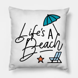 Lifes a Beach - Beach Theme Retro Summer Ocean Lovers Pillow