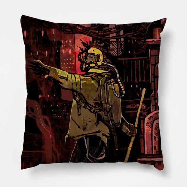 The Fool (Cyberpunk Tarot) Pillow by Joshessel