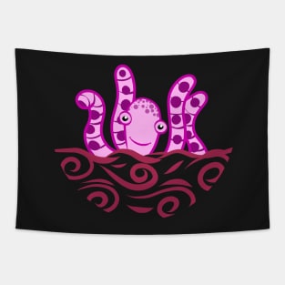 Friendly Pink Octopus Tapestry