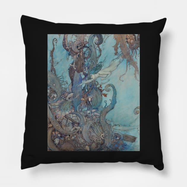 The Little Mermaid - Edmund Dulac Pillow by forgottenbeauty