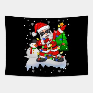 Funny Christmas Lights Dabbing Santa Snowman Xmas Dab Dance Santa Tapestry