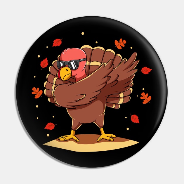 Dabbing Turkey Funny Thanksgiving Gift Pin by HCMGift