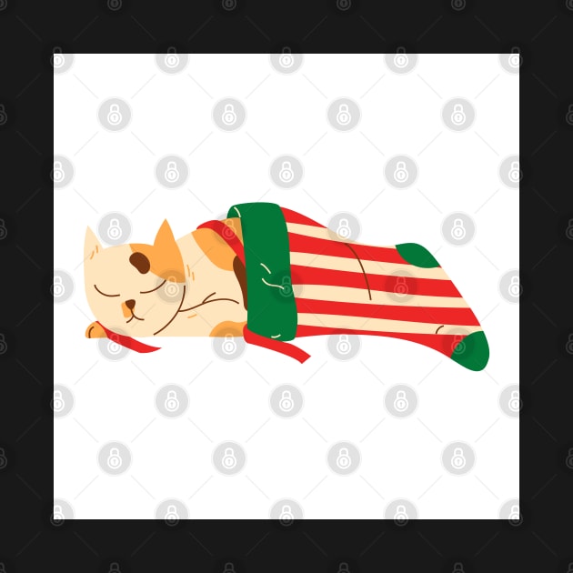 Cat Sleeping in Christmas Stocking by Art by Ergate