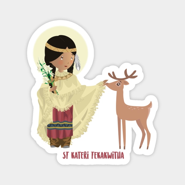 Santa Kateri Tekakwitha con venado Magnet by AlMAO2O