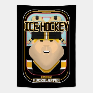 Ice Hockey Black and Yellow - Faceov Puckslapper - Sven version Tapestry