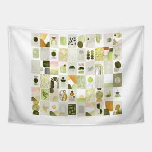 Green tone abstract collage set Tapestry