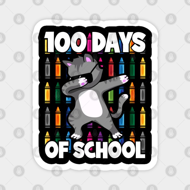 100th Day of School Teacher Dabbing Cat Students Magnet by RadStar