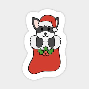 Christmas Black and White Chihuahua Stocking Magnet