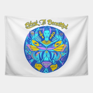 Neon Blue Butterfly Goddess Black Is Beautiful Tapestry