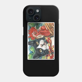 Cat and Chicken Song - White Outlined Version Phone Case