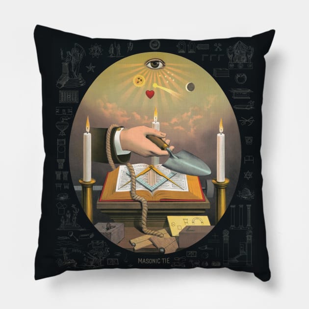 Masonic Tie (1888) by Frank W. Parkhurst Pillow by Antiquated Art