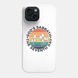 God’s Sabbath The Seventh Day - Vintage Sunset Palm Trees Phone Case