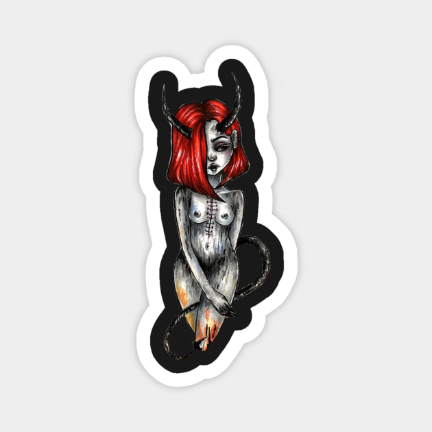 red devil Magnet by DrawingsInBloom