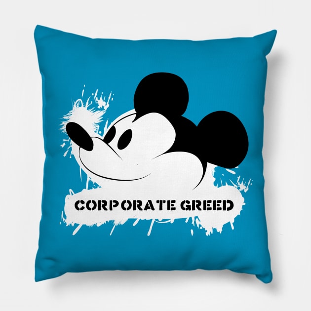 Corporate Greed Mouse - White Pillow by MutationIvori