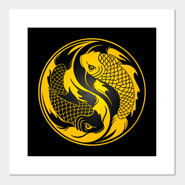 Yellow And Black Yin Yang Koi Fish Yin Yang Posters And Art Prints Teepublic Uk