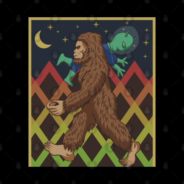 Bigfoot and Alien by Mako Design 