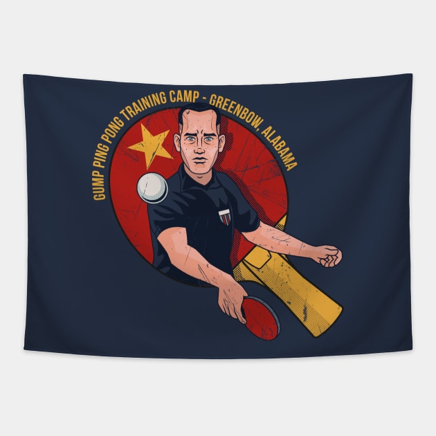 Gump ping pong traning camp Tapestry by redwane