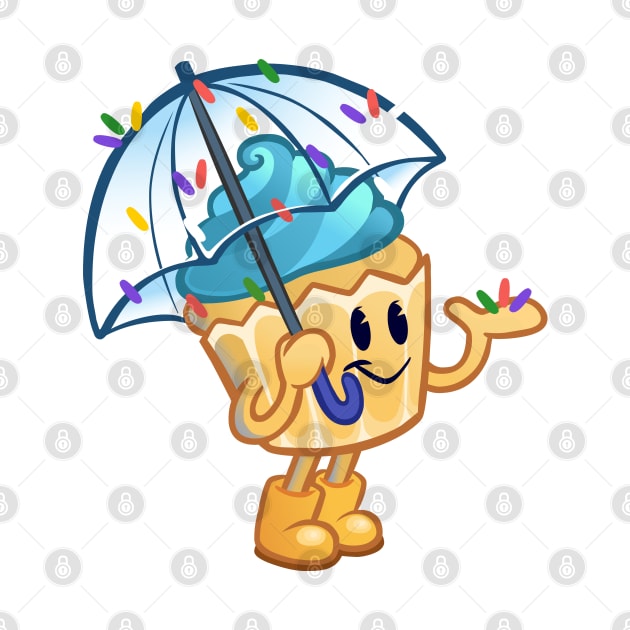 It's Sprinkling Outside - Cute Cupcake with Umbrella and Sprinkle Rain by alyssaerin