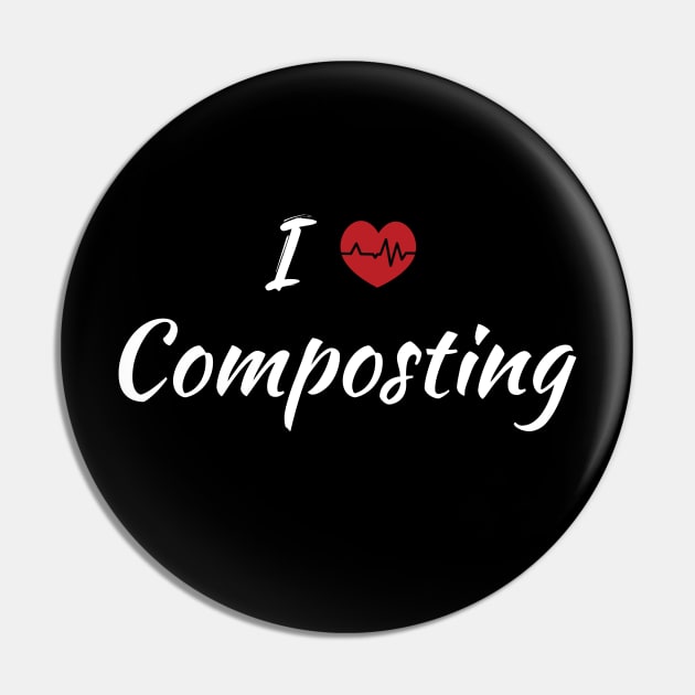 I Love Composting Cute Red Heart With Heartbeat Pin by SAM DLS