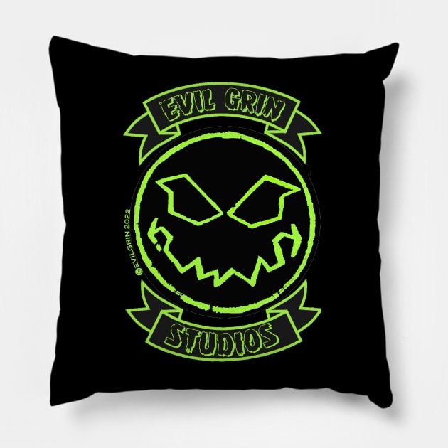 Evil Grin Studios back patch design Pillow by Evil Grin Studios 