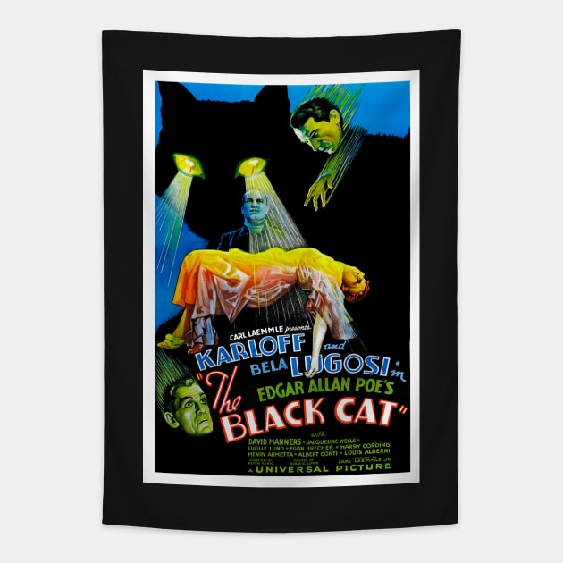 Completely Retouched The Black Cat Movie Poster from 1934 Tapestry by vintageposterco