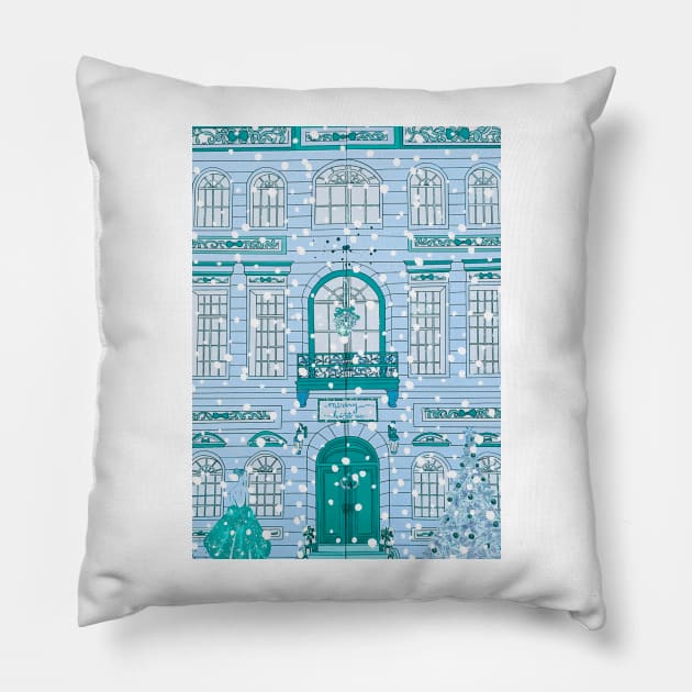 snowy Christmas in New York No. 4 Pillow by asanaworld