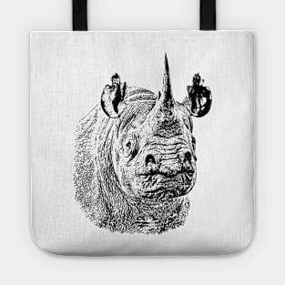 Endangered Black Rhino Portrait | African Wildlife Tote