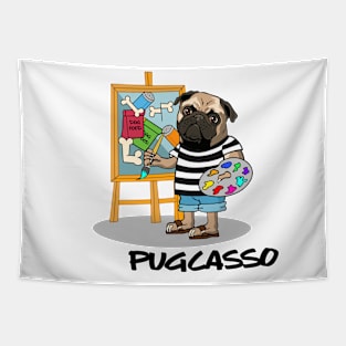 Pugcasso Dog T shirt Tapestry