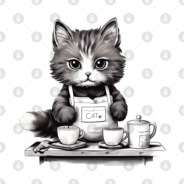 Cat Cafe Cute Barista by beangeerie