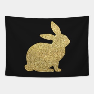 Gold Faux Glitter Easter Bunny Tapestry